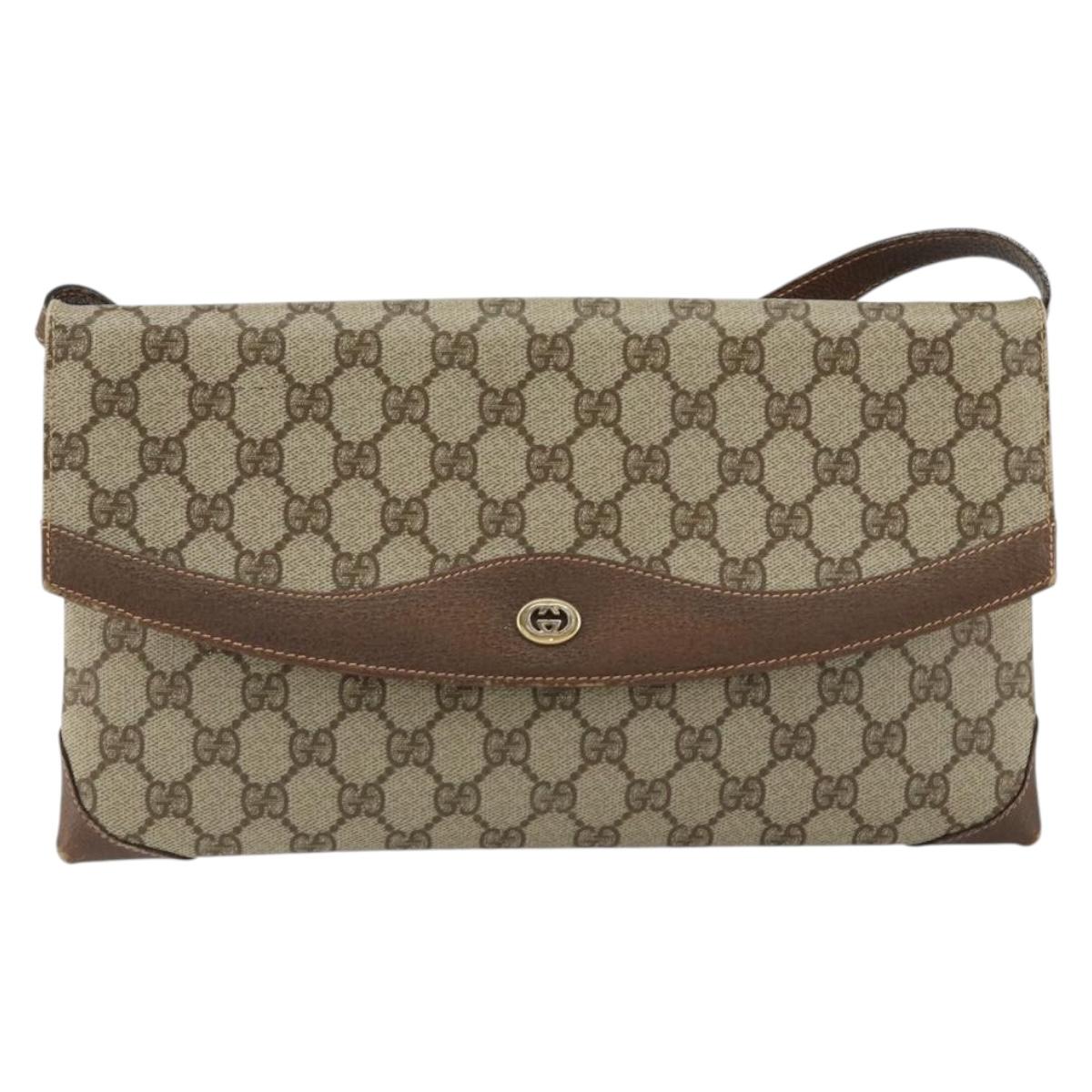 GUCCI GG Supreme Shoulder Bag PVC Beige Gold 56 02 504 Auth 153077