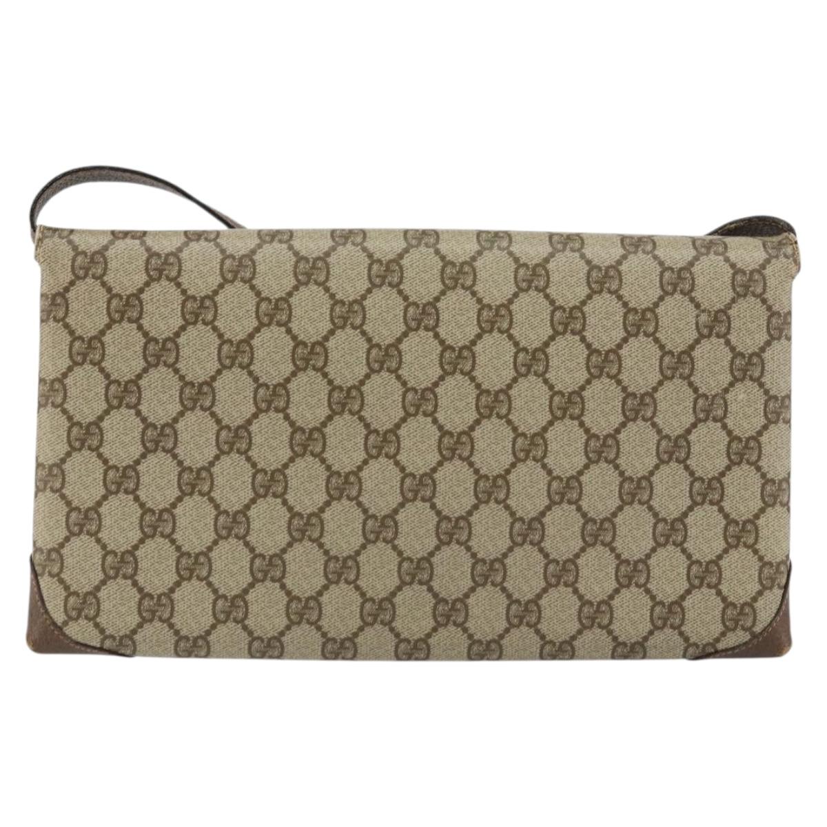 GUCCI GG Supreme Shoulder Bag PVC Beige Gold 56 02 504 Auth 153077