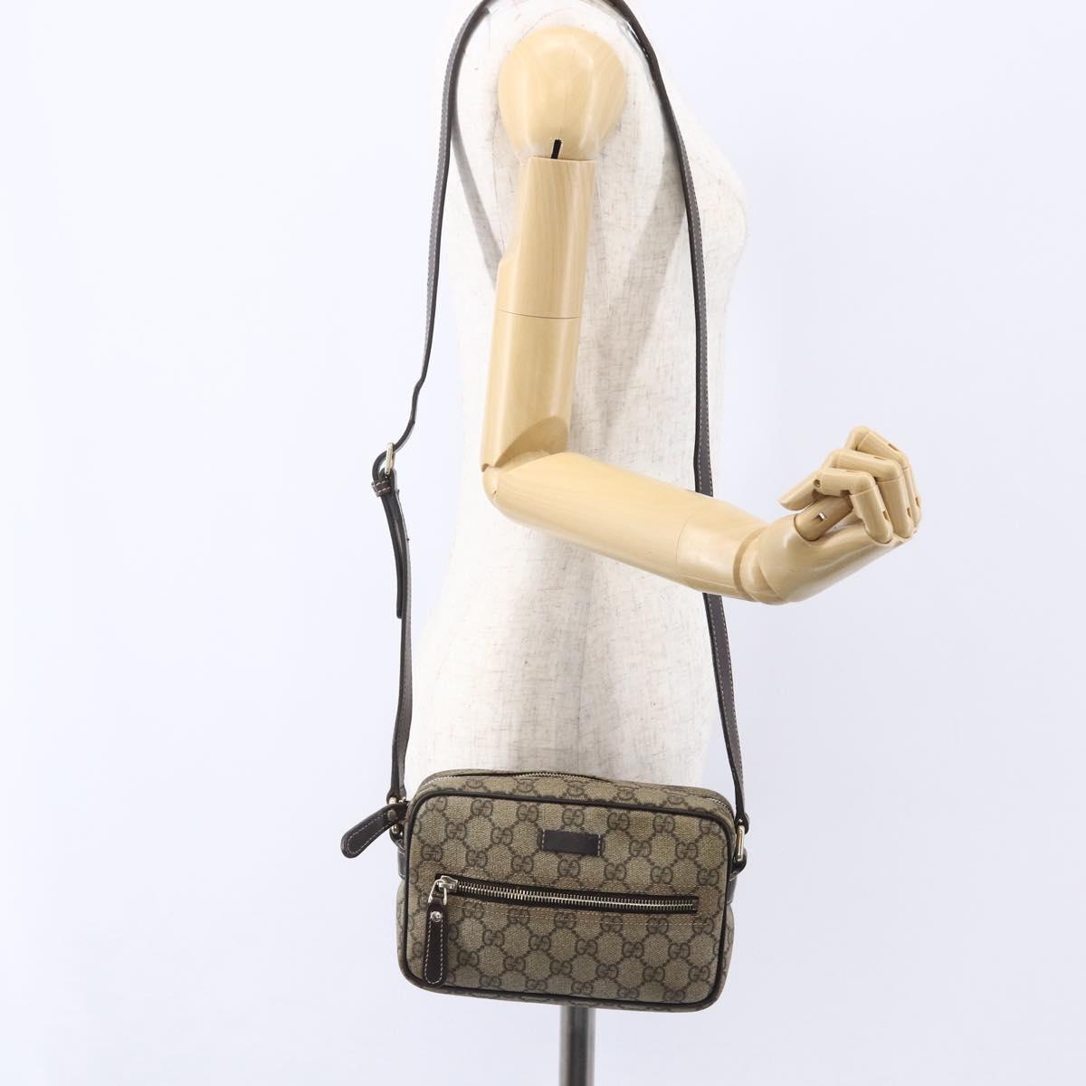 GUCCI GG Supreme Shoulder Bag PVC Beige Gold 201447 Auth 153078