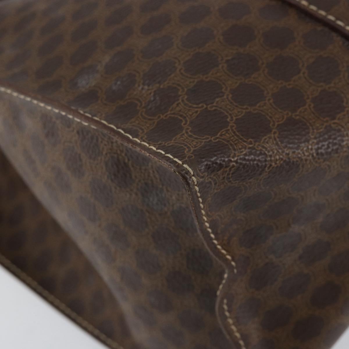 CELINE Macadam Canvas Tote Bag PVC Leather Brown Gold Auth 153082