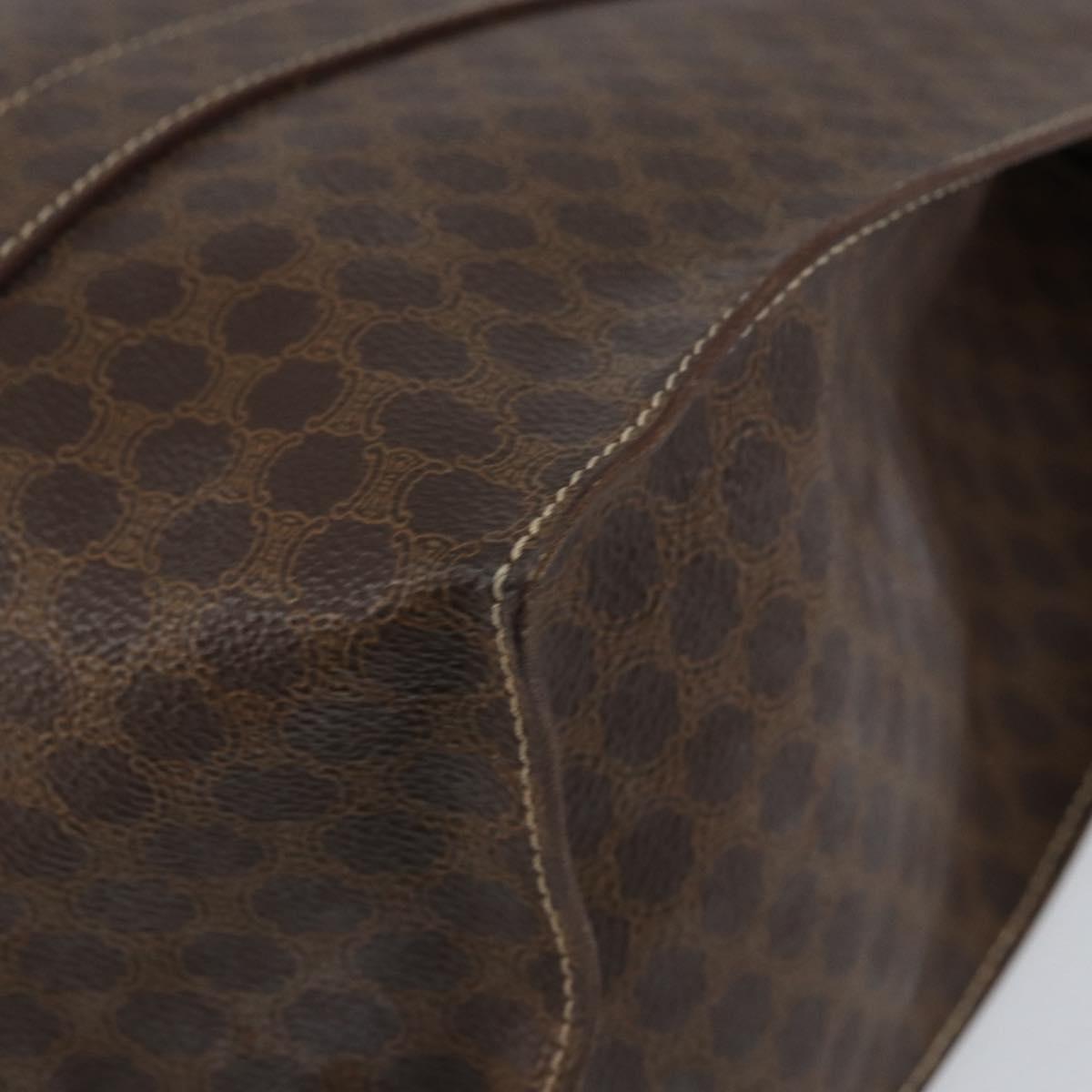 CELINE Macadam Canvas Tote Bag PVC Leather Brown Gold Auth 153082