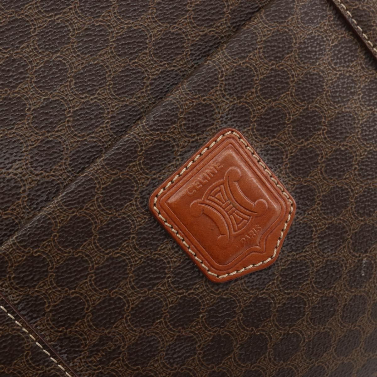 CELINE Macadam Canvas Tote Bag PVC Leather Brown Gold Auth 153082