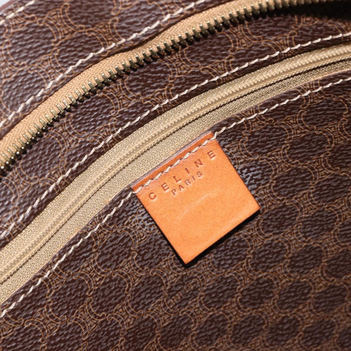 CELINE Macadam Canvas Tote Bag PVC Leather Brown Gold Auth 153082