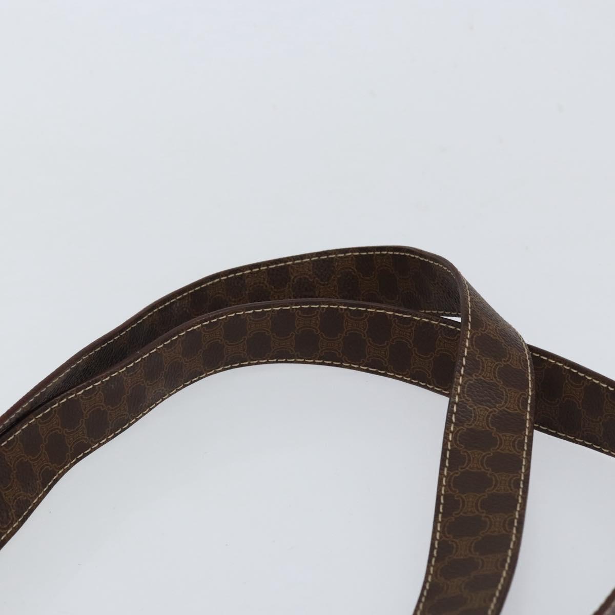 CELINE Macadam Canvas Tote Bag PVC Leather Brown Gold Auth 153082