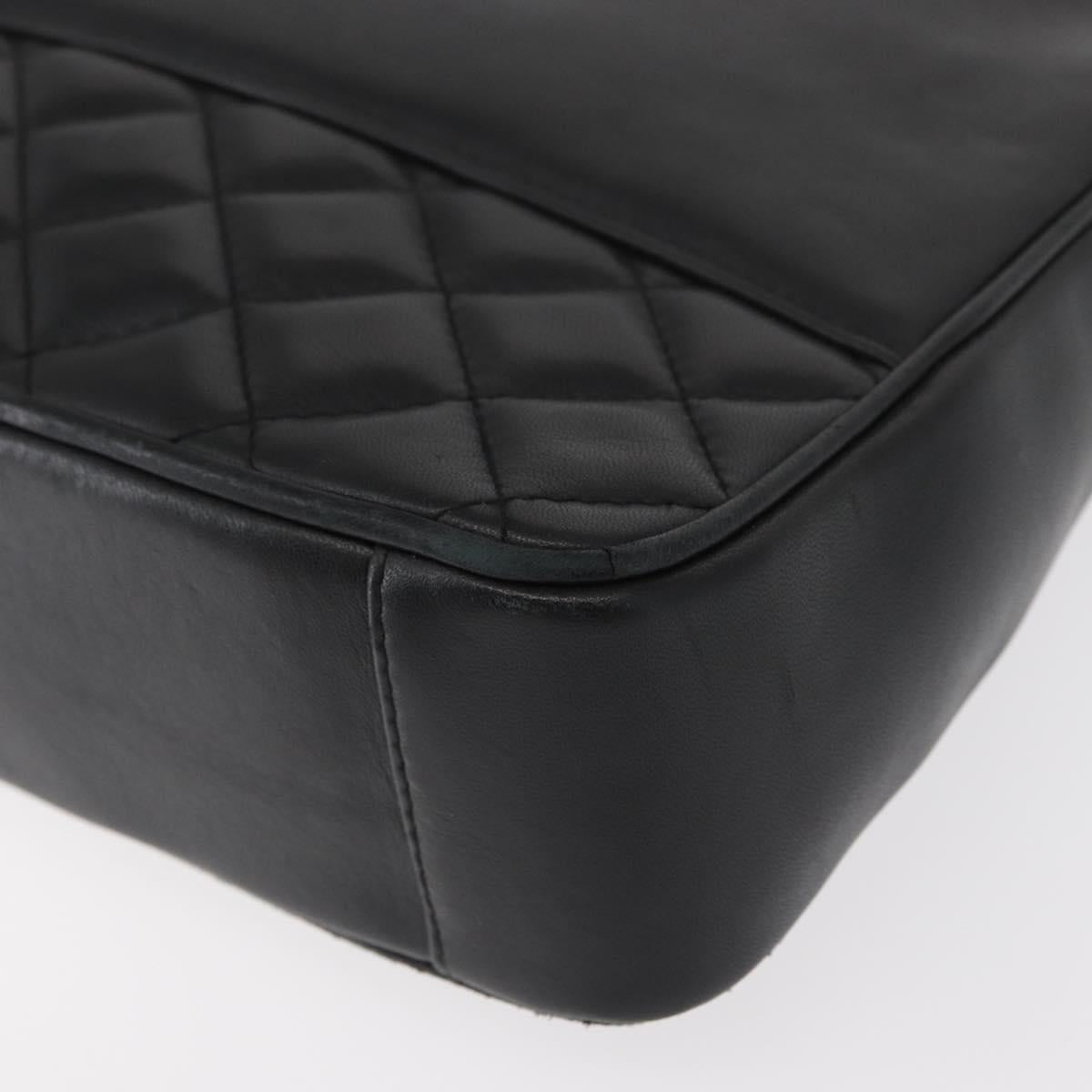 GIVENCHY Chain Shoulder Bag Leather Black Gold Auth 153095