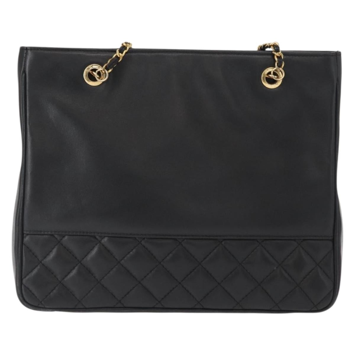 GIVENCHY Chain Shoulder Bag Leather Black Gold Auth 153095