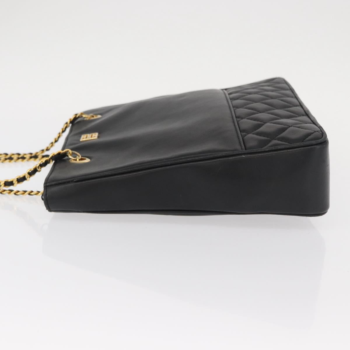 GIVENCHY Chain Shoulder Bag Leather Black Gold Auth 153095
