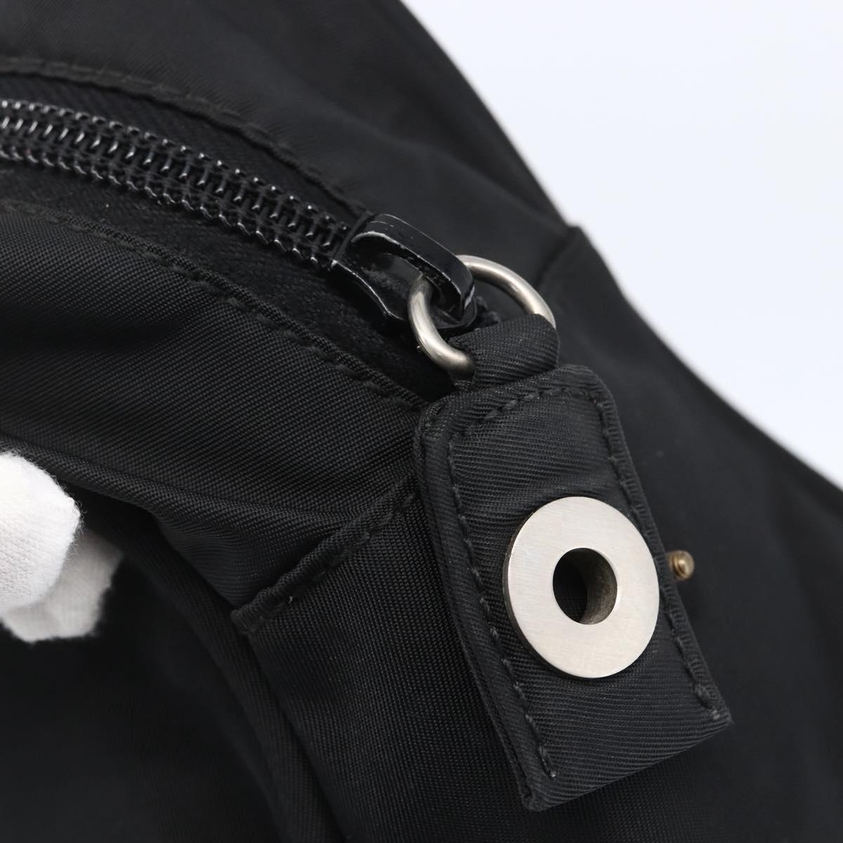 PRADA Hand Bag Nylon Black Silver Auth 153096