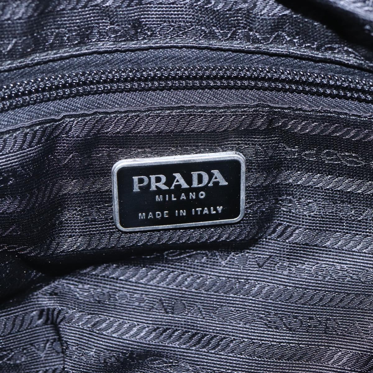 PRADA Hand Bag Nylon Black Silver Auth 153096