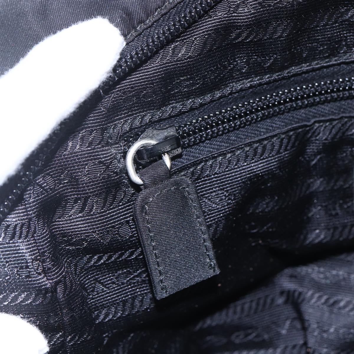 PRADA Hand Bag Nylon Black Silver Auth 153096