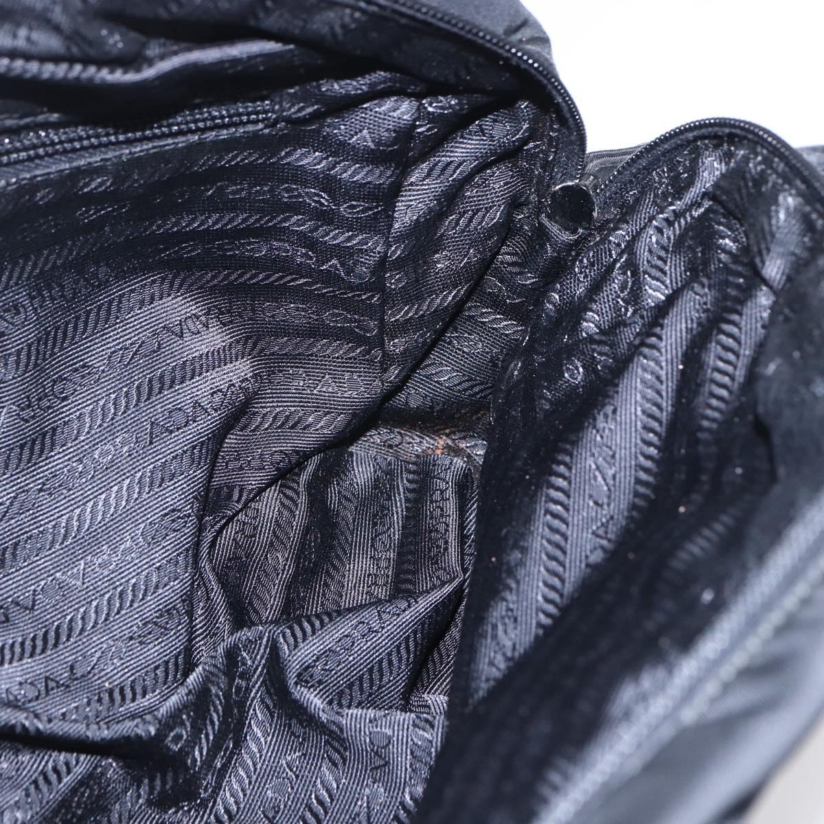 PRADA Hand Bag Nylon Black Silver Auth 153096