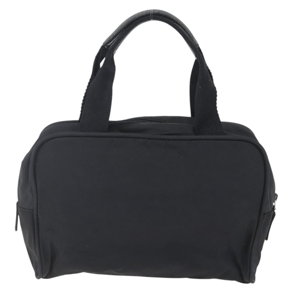 PRADA Hand Bag Nylon Black Silver Auth 153096