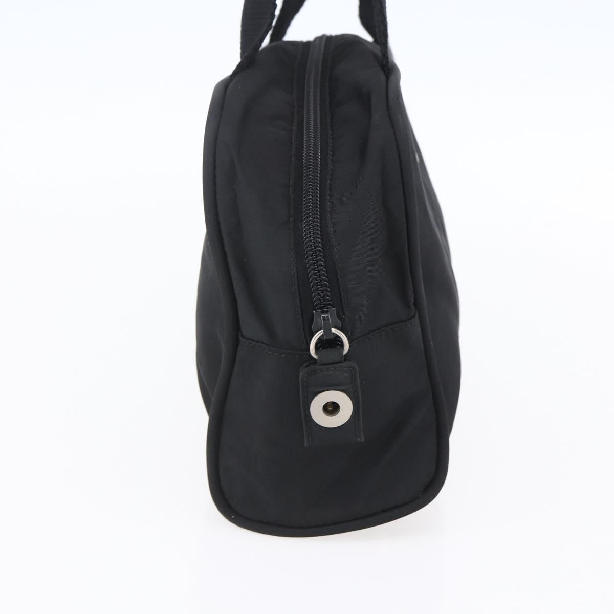 PRADA Hand Bag Nylon Black Silver Auth 153096