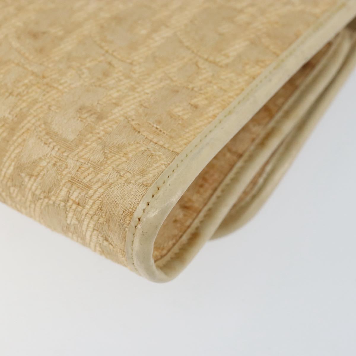 Christian Dior Trotter Canvas Chain Shoulder Bag Beige Gold Auth 153098