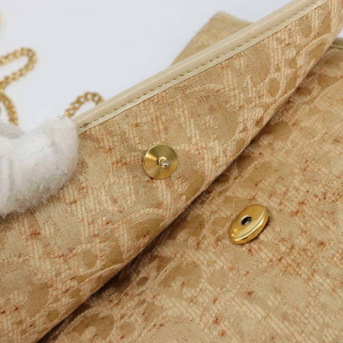 Christian Dior Trotter Canvas Chain Shoulder Bag Beige Gold Auth 153098