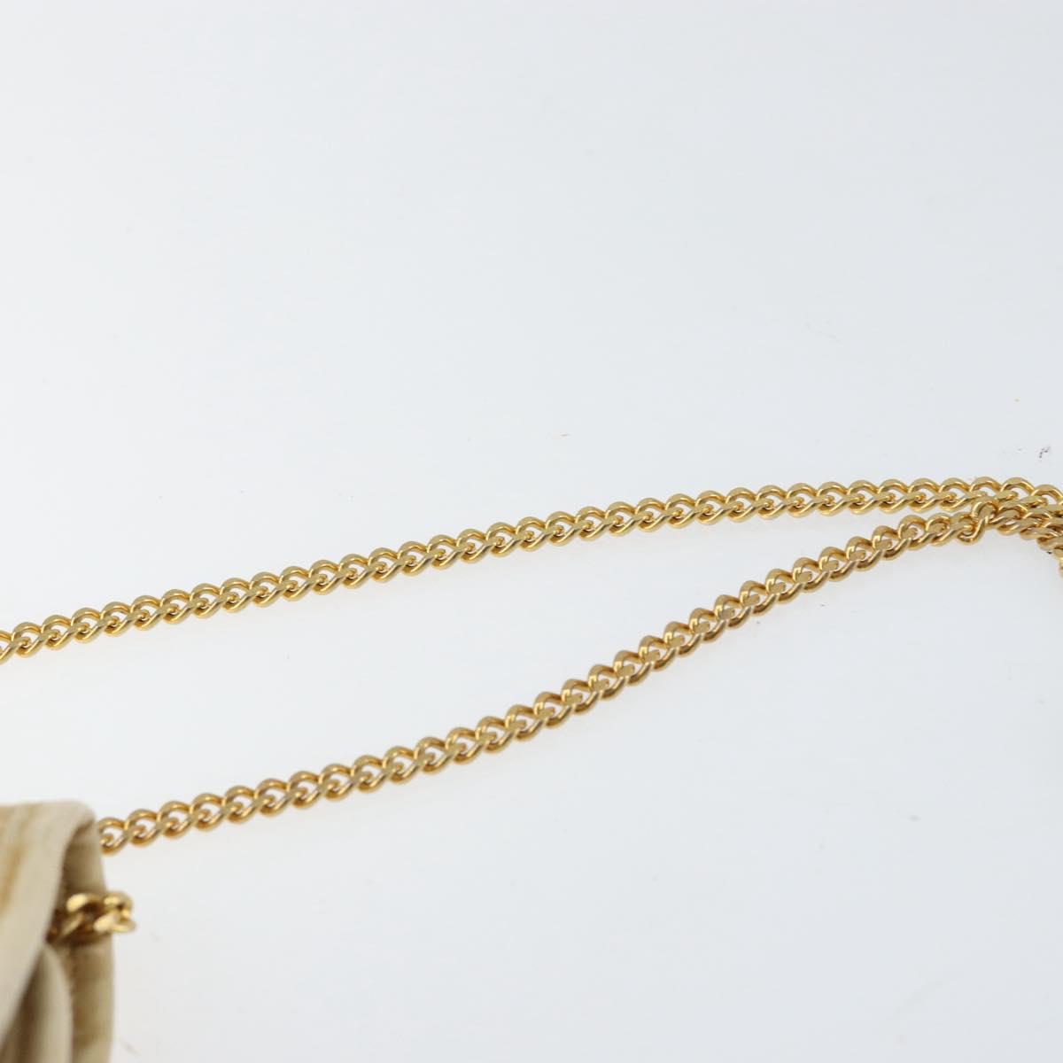 Christian Dior Trotter Canvas Chain Shoulder Bag Beige Gold Auth 153098