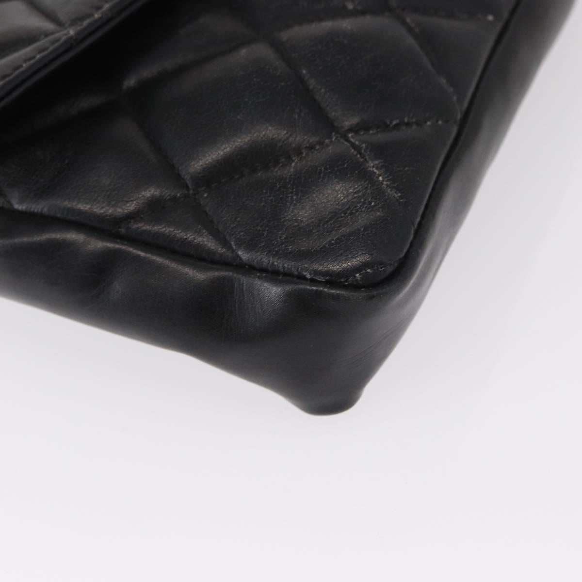 CHANEL COCO Mark Matelasse Waist bag Leather Black Gold CC Auth 153101