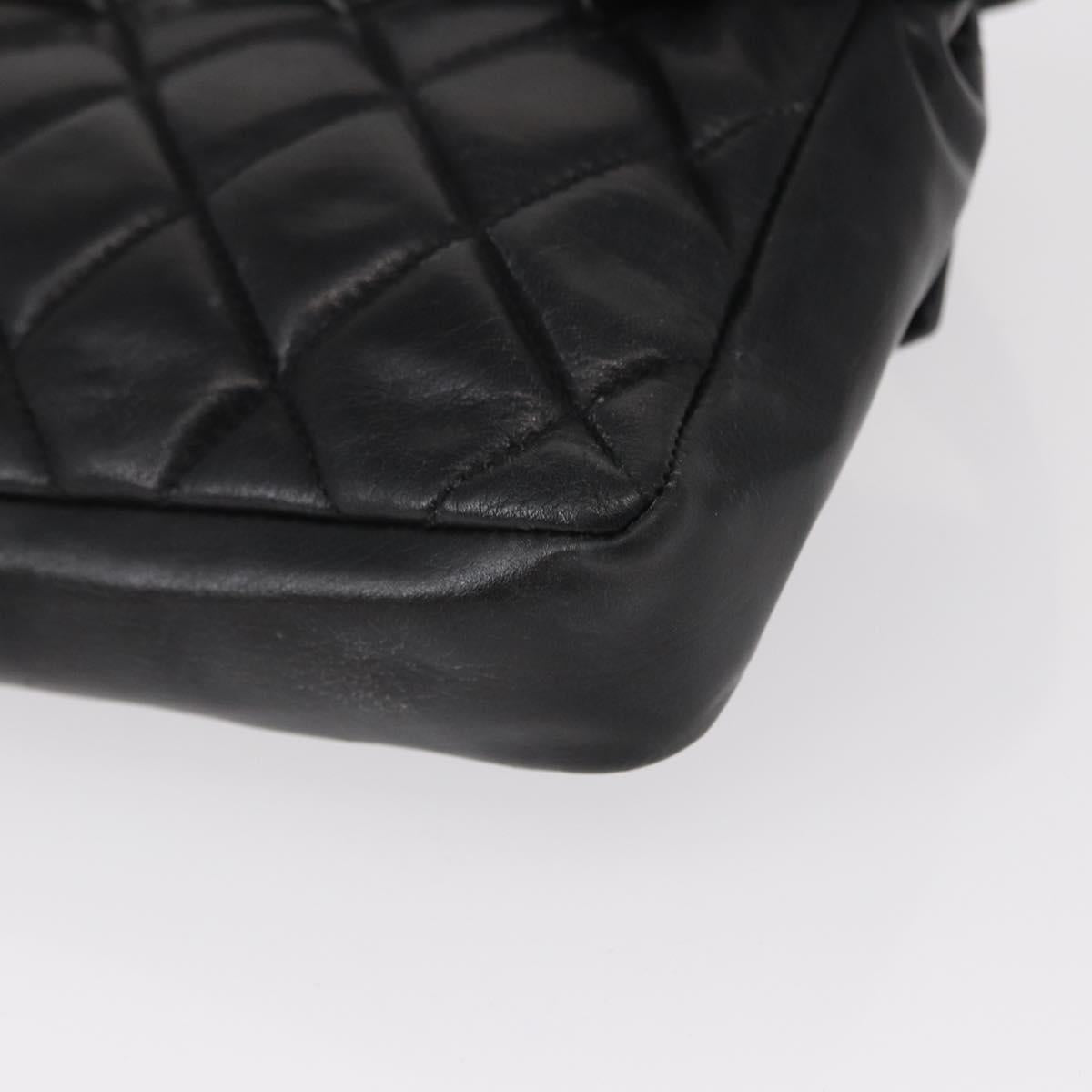 CHANEL COCO Mark Matelasse Waist bag Leather Black Gold CC Auth 153101