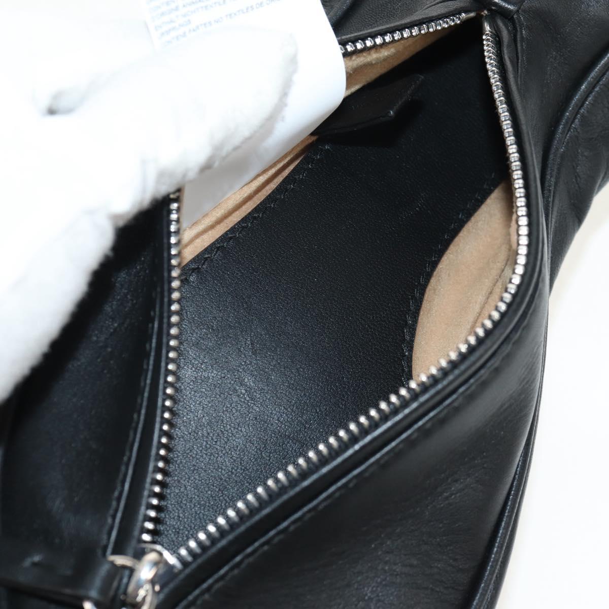 Maison Margiela Chain Tabi Style Shoulder Bag Leather Black Silver Auth 153102M