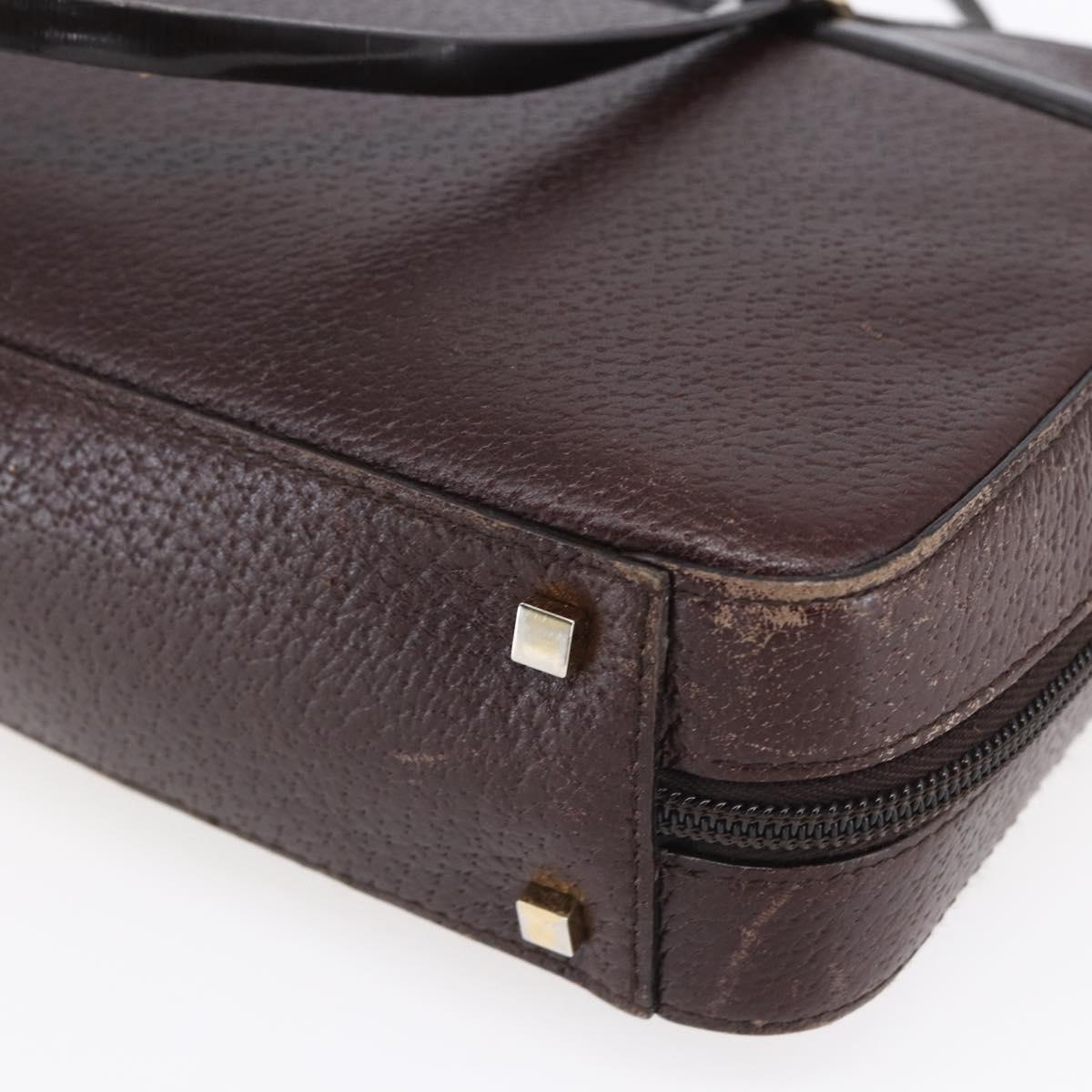 Christian Dior Hand Bag Leather Brown Gold Auth 153104