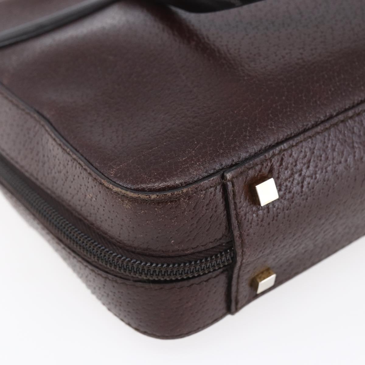 Christian Dior Hand Bag Leather Brown Gold Auth 153104