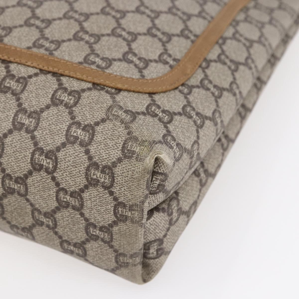 GUCCI GG Plus Supreme Web Sherry Line Tote Bag PVC Beige Red Auth 153107