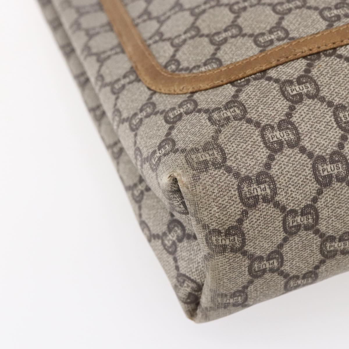 GUCCI GG Plus Supreme Web Sherry Line Tote Bag PVC Beige Red Auth 153107