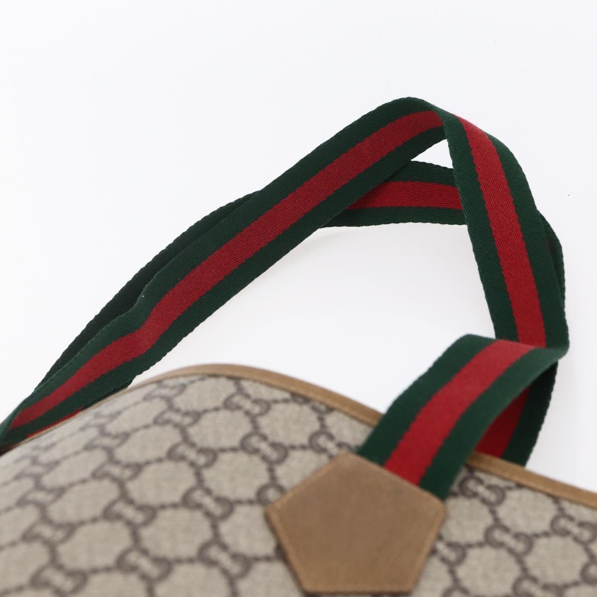 GUCCI GG Plus Supreme Web Sherry Line Tote Bag PVC Beige Red Auth 153107