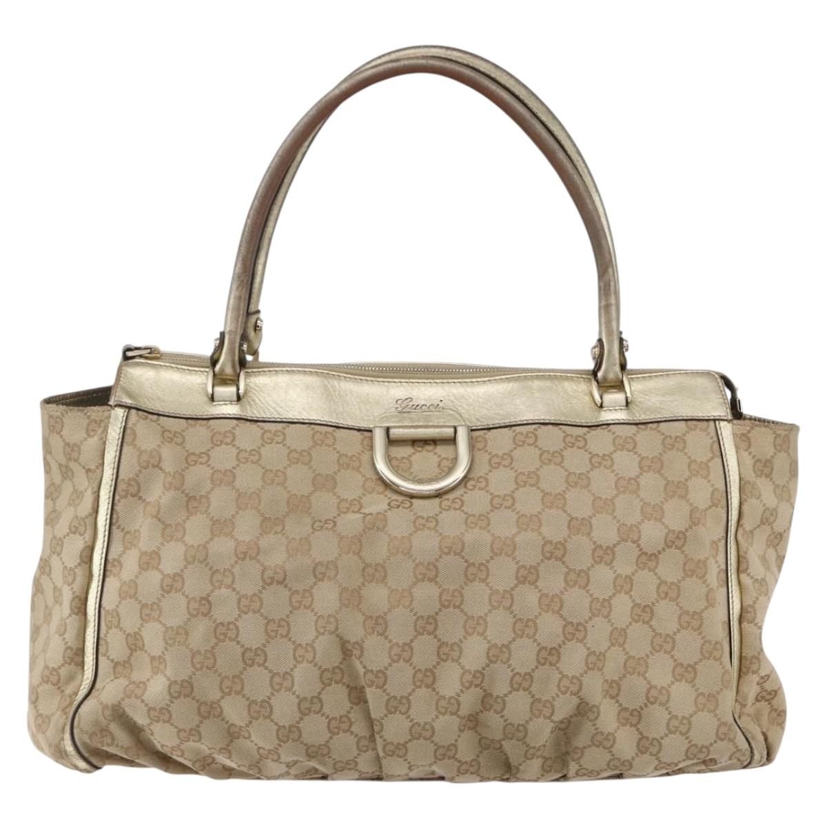 GUCCI GG Canvas Abbey Tote Bag Beige Gold 190248 Auth 153108