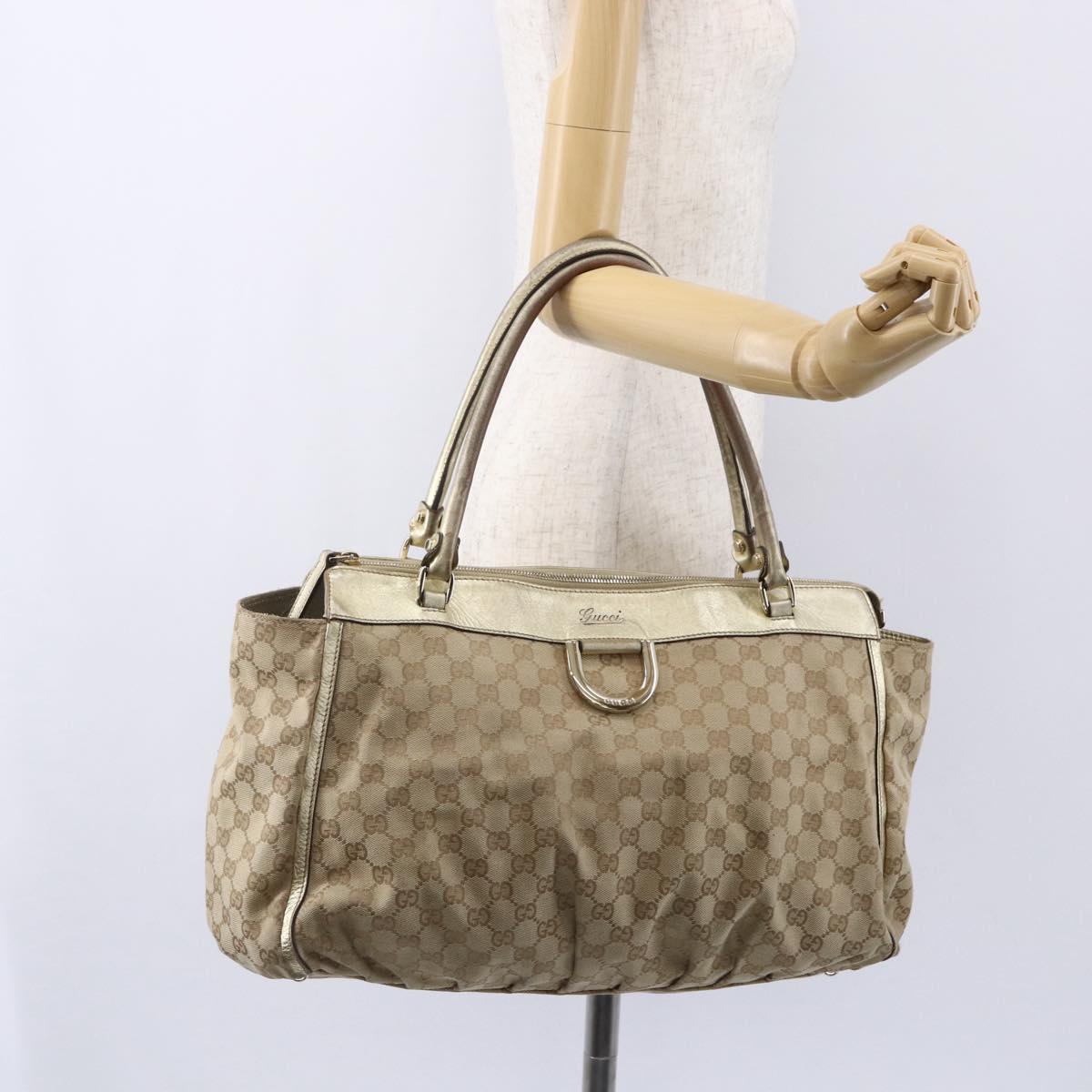GUCCI GG Canvas Abbey Tote Bag Beige Gold 190248 Auth 153108