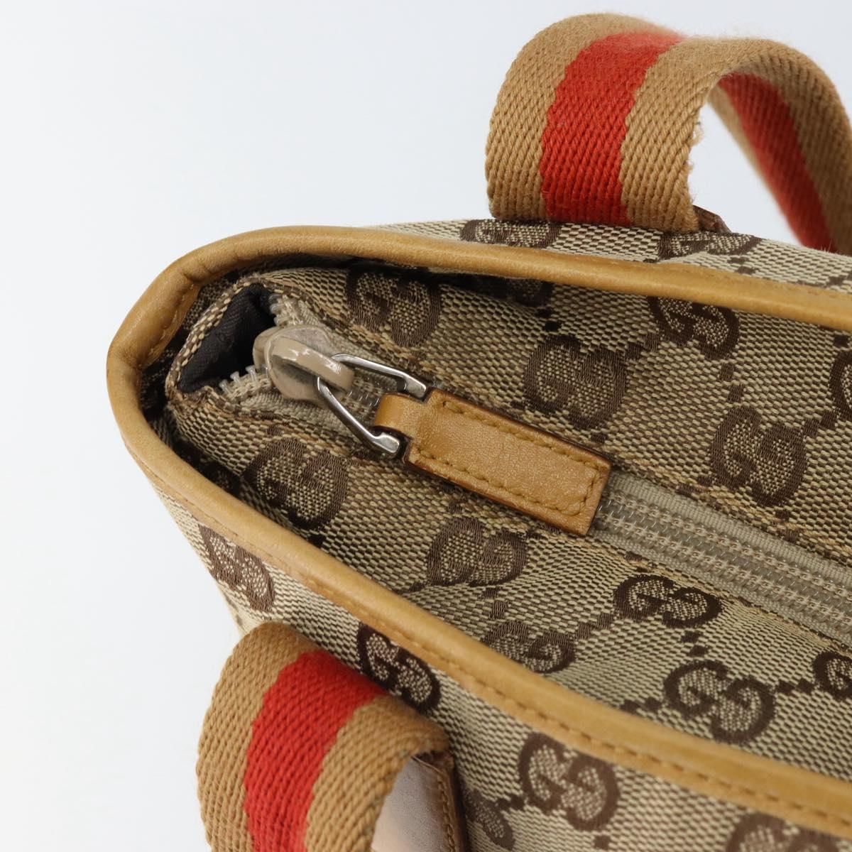 GUCCI GG Canvas Sherry Line Tote Bag Beige Silver 019 0402 3754 Auth 153109