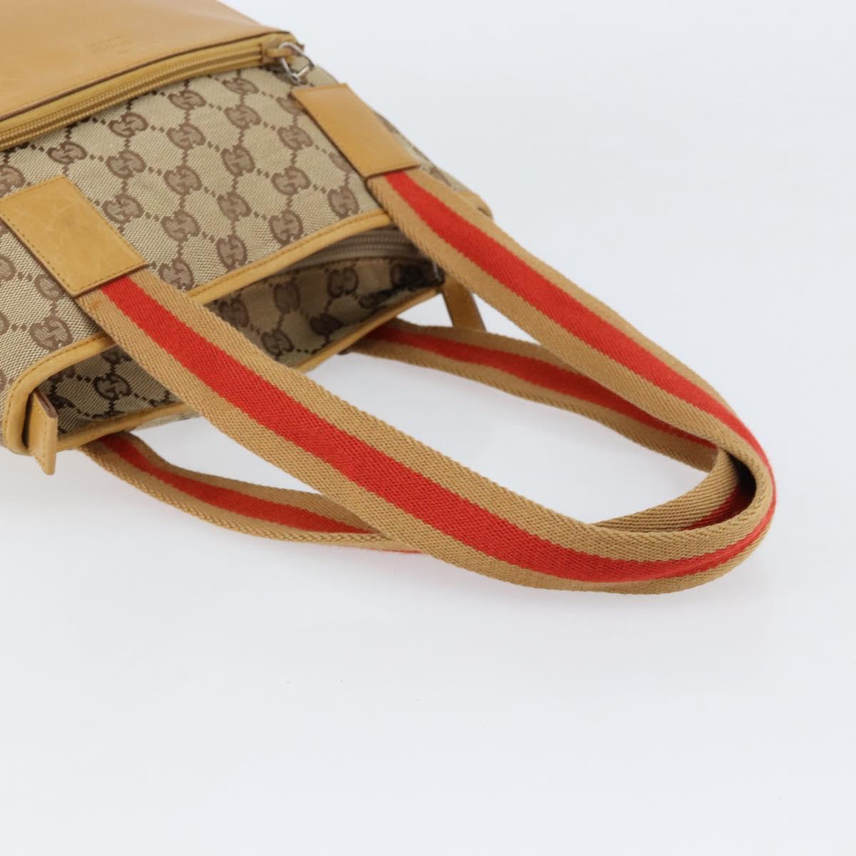 GUCCI GG Canvas Sherry Line Tote Bag Beige Silver 019 0402 3754 Auth 153109