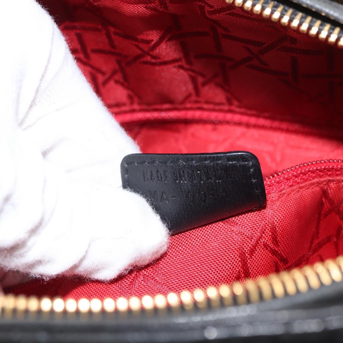 Christian Dior Canage Lady Dior Hand Bag Lamb Skin Black Gold Auth 153111