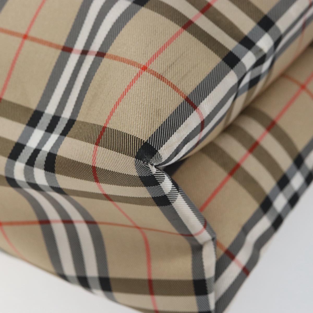 BURBERRY Nova Check Tote Bag Nylon Beige Silver Auth 153114