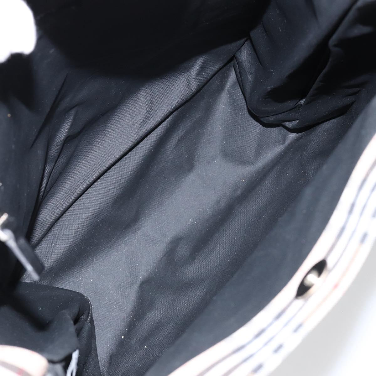 BURBERRY Nova Check Tote Bag Nylon Beige Silver Auth 153114