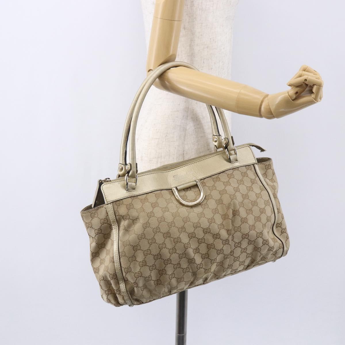 GUCCI GG Canvas Abbey Tote Bag Beige Gold 189831 Auth 153115