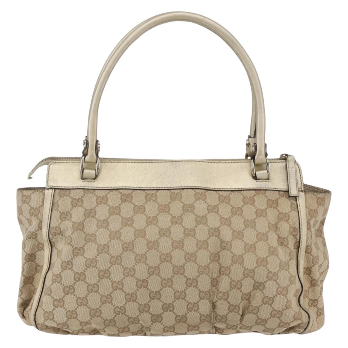 GUCCI GG Canvas Abbey Tote Bag Beige Gold 189831 Auth 153115