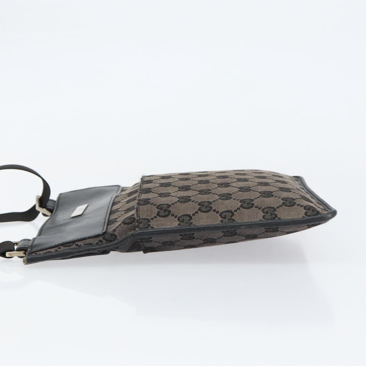 GUCCI GG Canvas Shoulder Bag Brown Silver 019 0348 Auth 153116