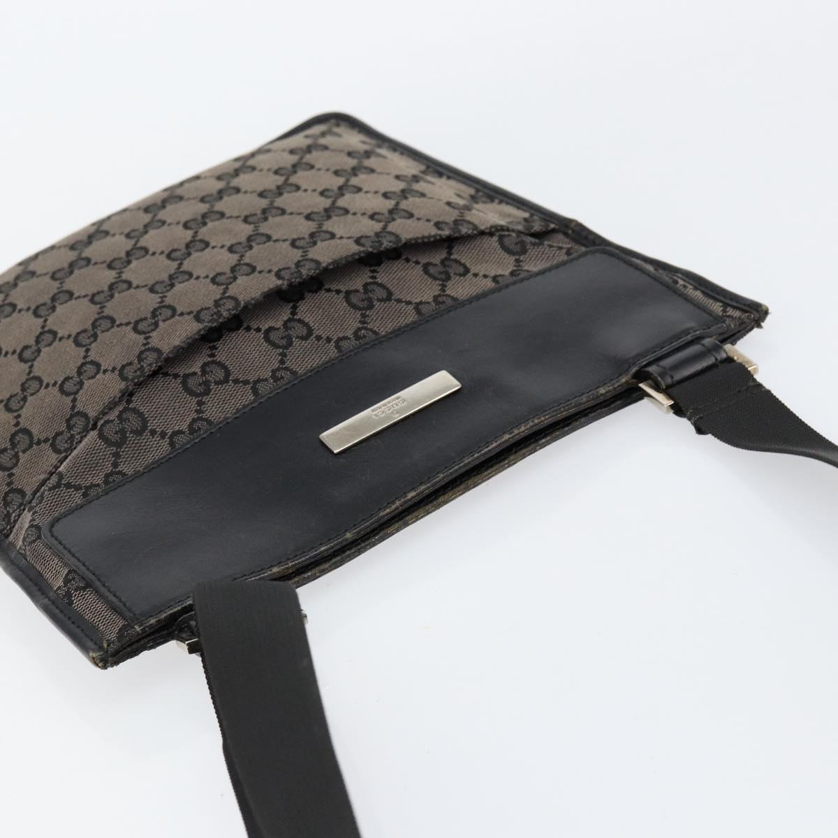 GUCCI GG Canvas Shoulder Bag Brown Silver 019 0348 Auth 153116