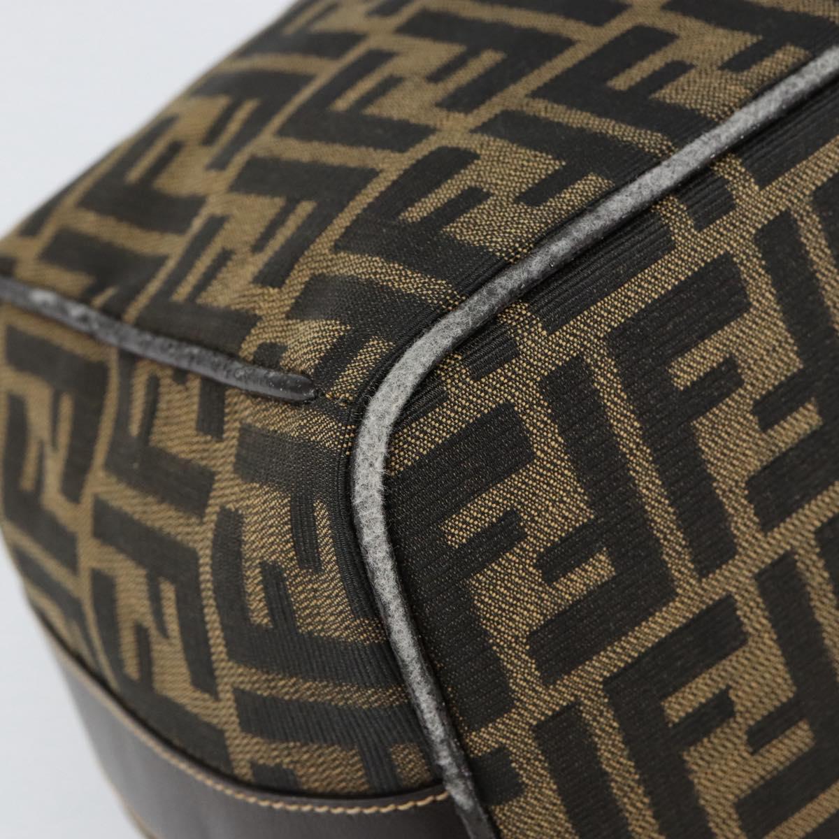 FENDI Zucca Canvas Vanity Hand Bag Black Brown Auth 153117