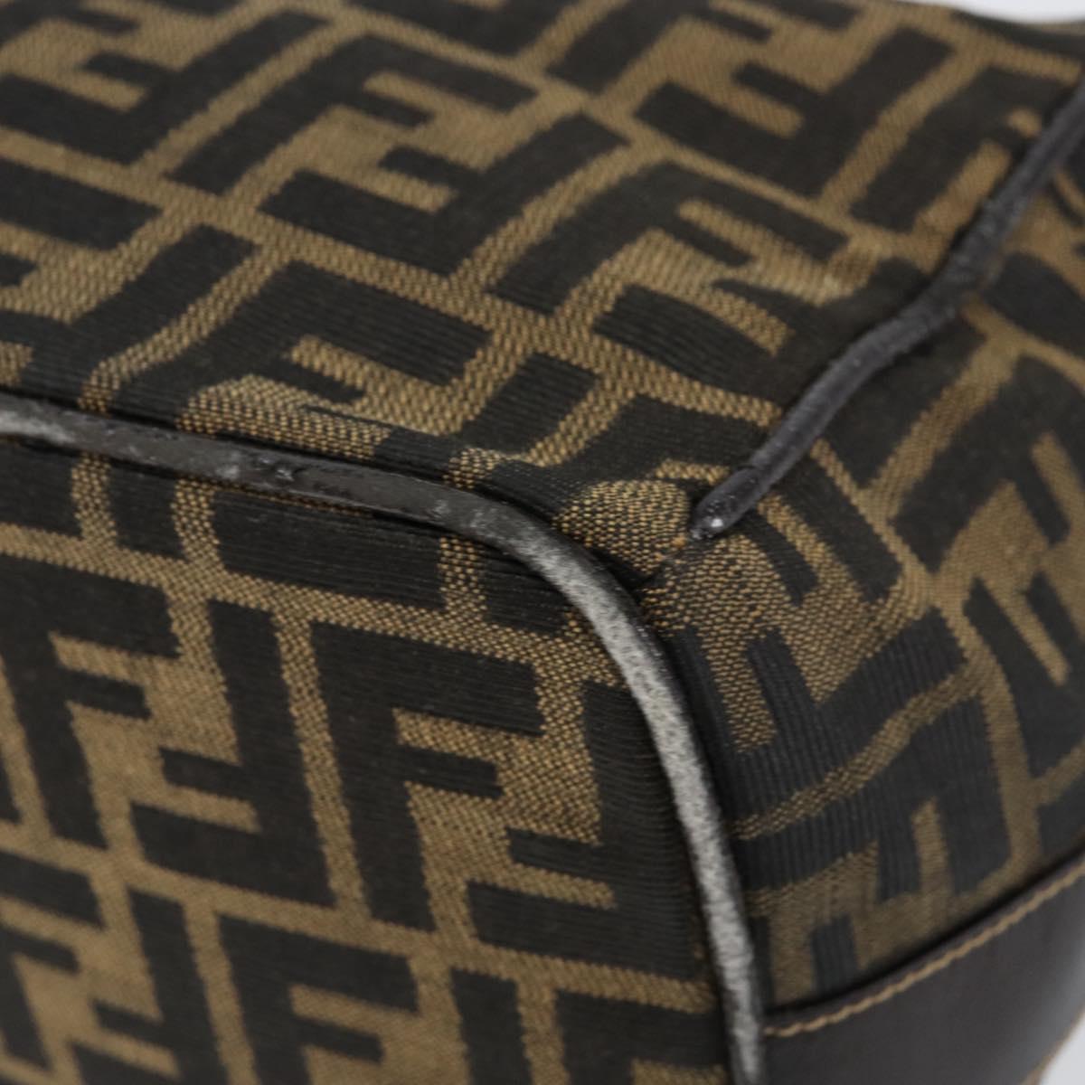 FENDI Zucca Canvas Vanity Hand Bag Black Brown Auth 153117