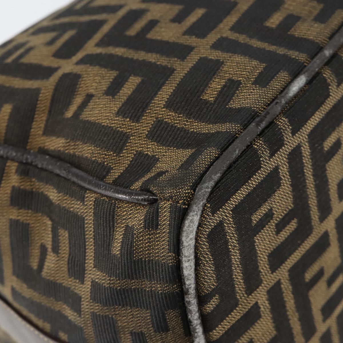 FENDI Zucca Canvas Vanity Hand Bag Black Brown Auth 153117