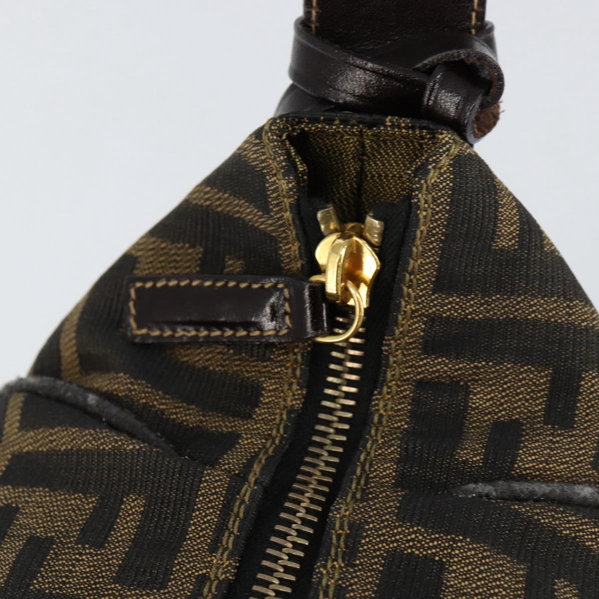 FENDI Zucca Canvas Vanity Hand Bag Black Brown Auth 153117