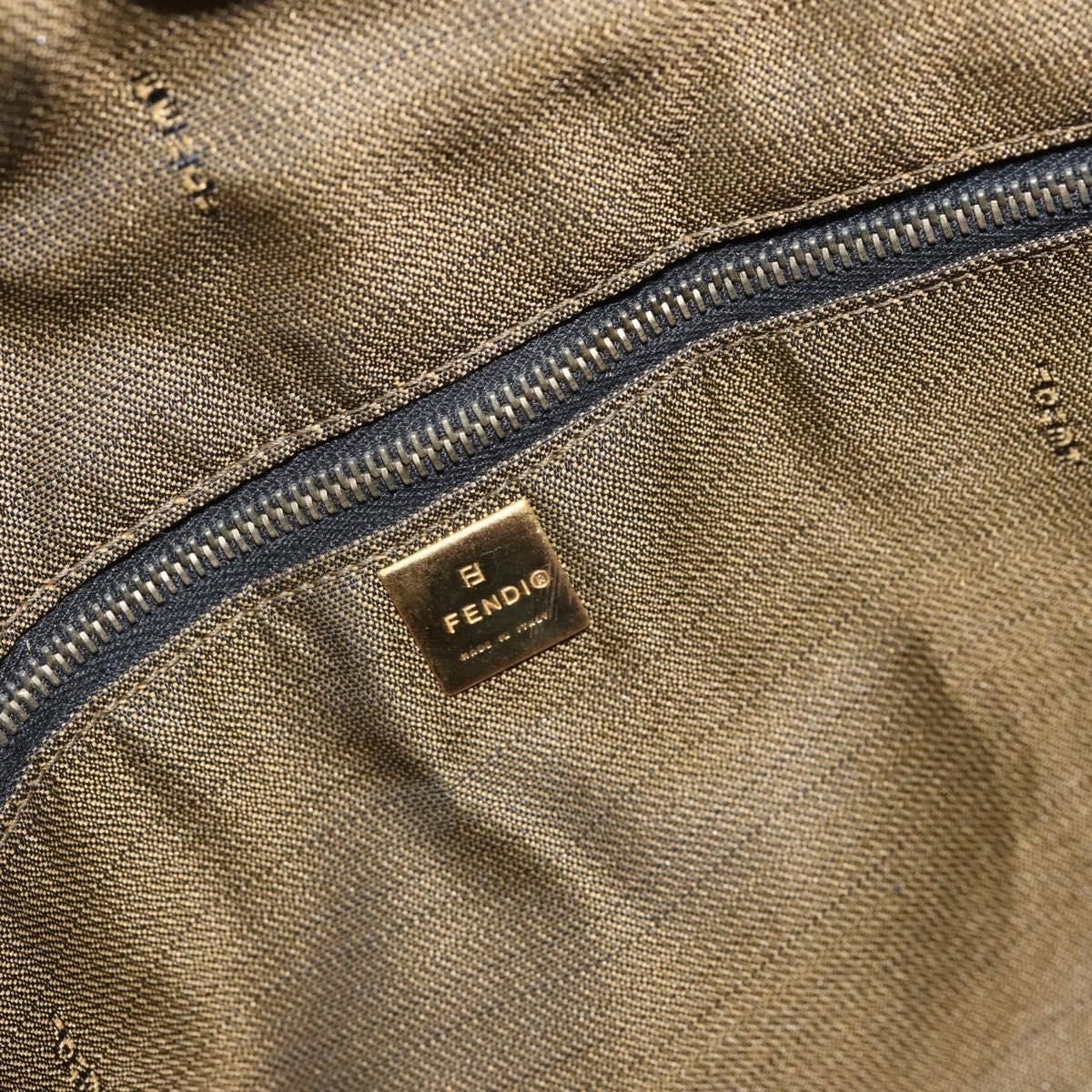 FENDI Zucca Canvas Vanity Hand Bag Black Brown Auth 153117