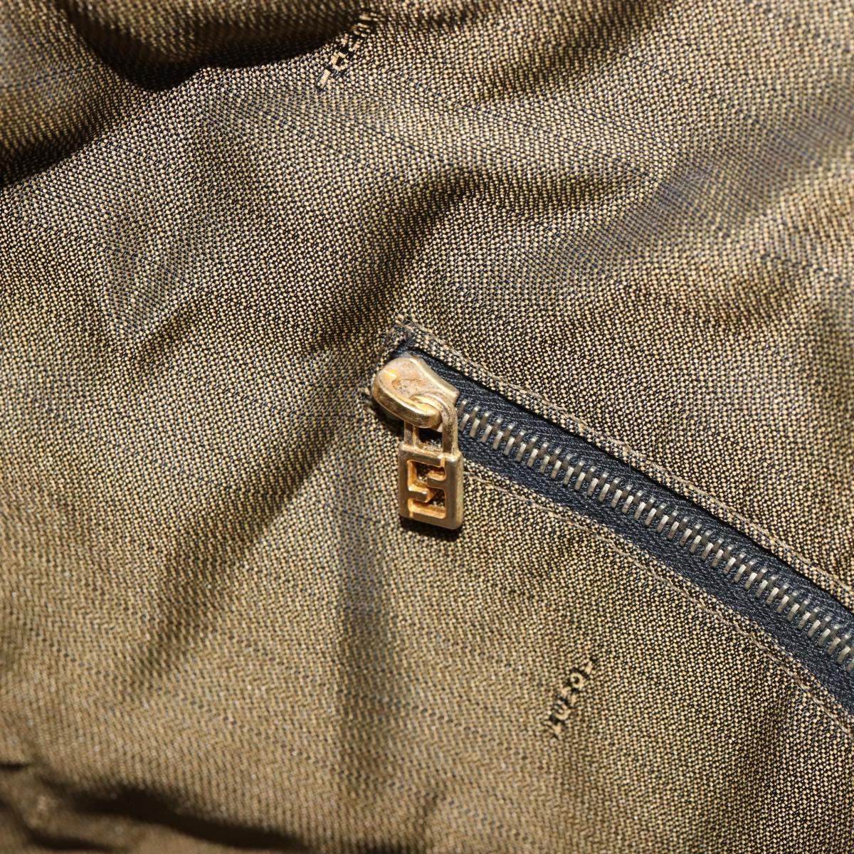 FENDI Zucca Canvas Vanity Hand Bag Black Brown Auth 153117