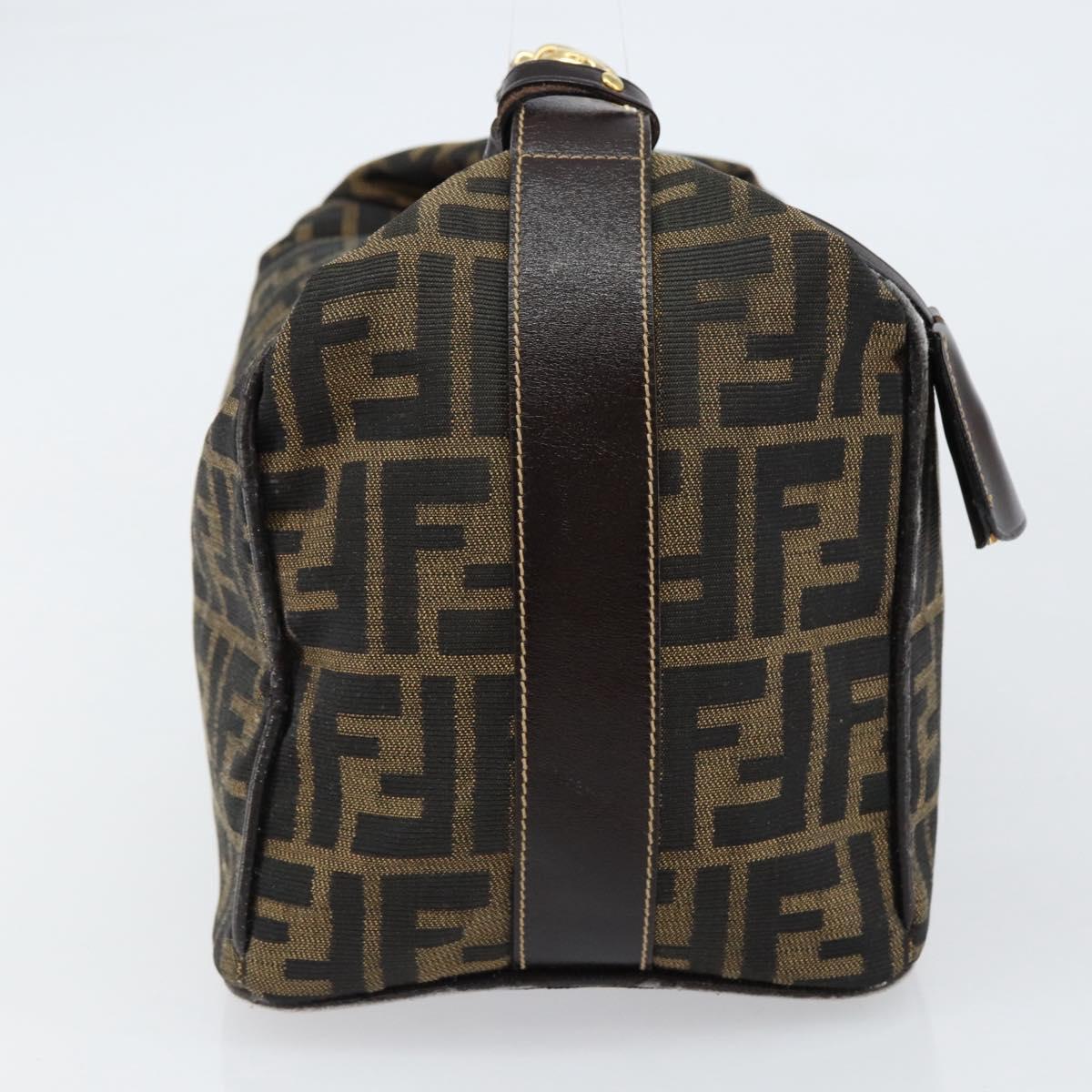 FENDI Zucca Canvas Vanity Hand Bag Black Brown Auth 153117