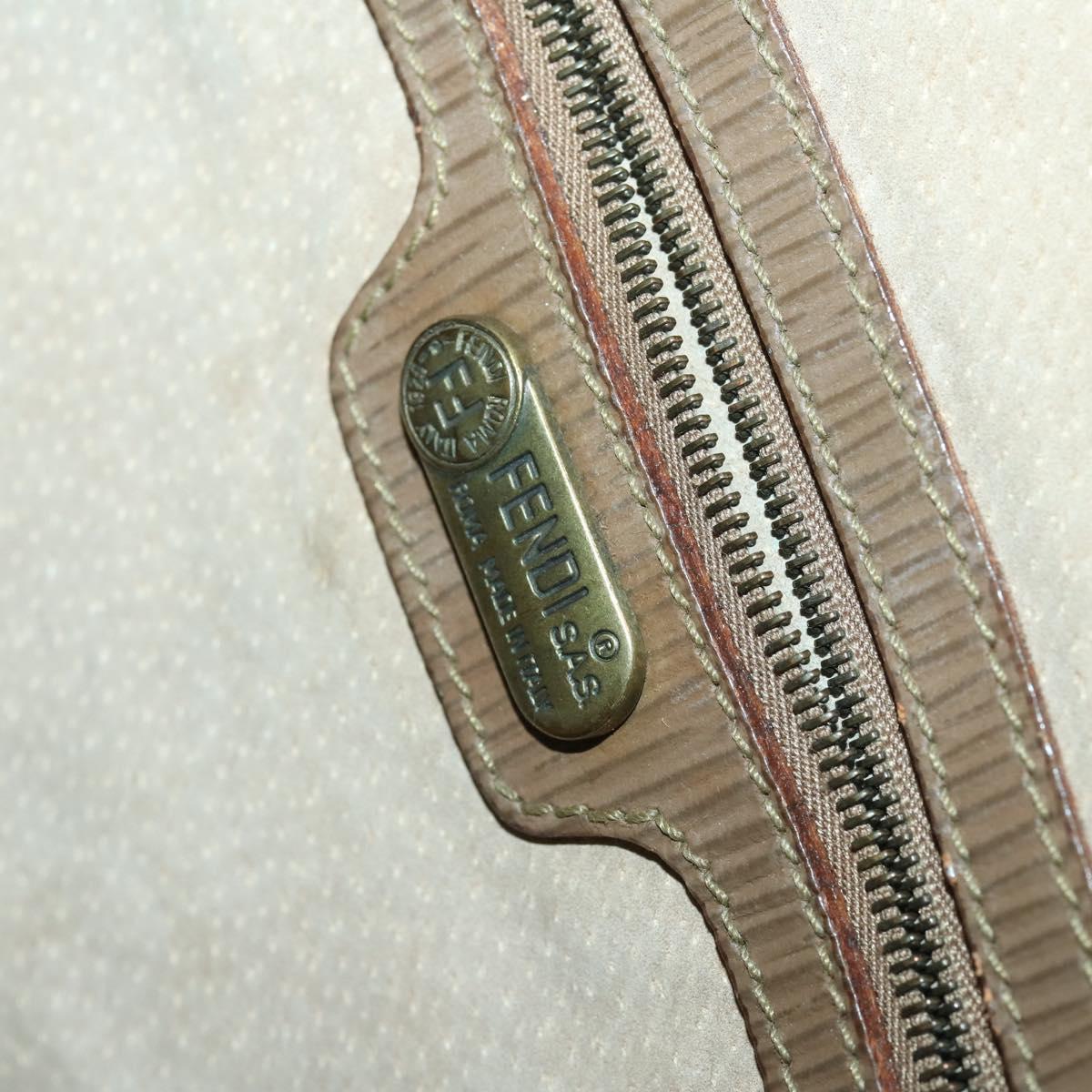 FENDI Zucca Canvas Shoulder Bag Nylon Beige Auth 153118