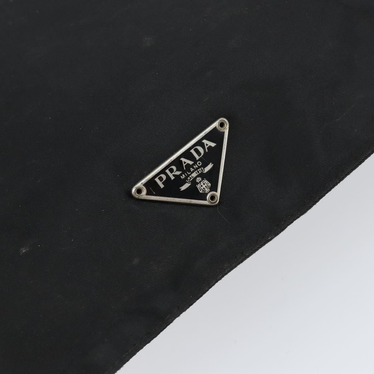PRADA Hand Bag Nylon Black Silver Auth 153120