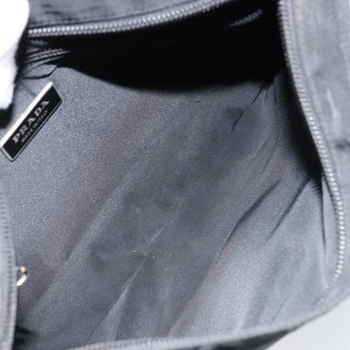 PRADA Hand Bag Nylon Black Silver Auth 153120