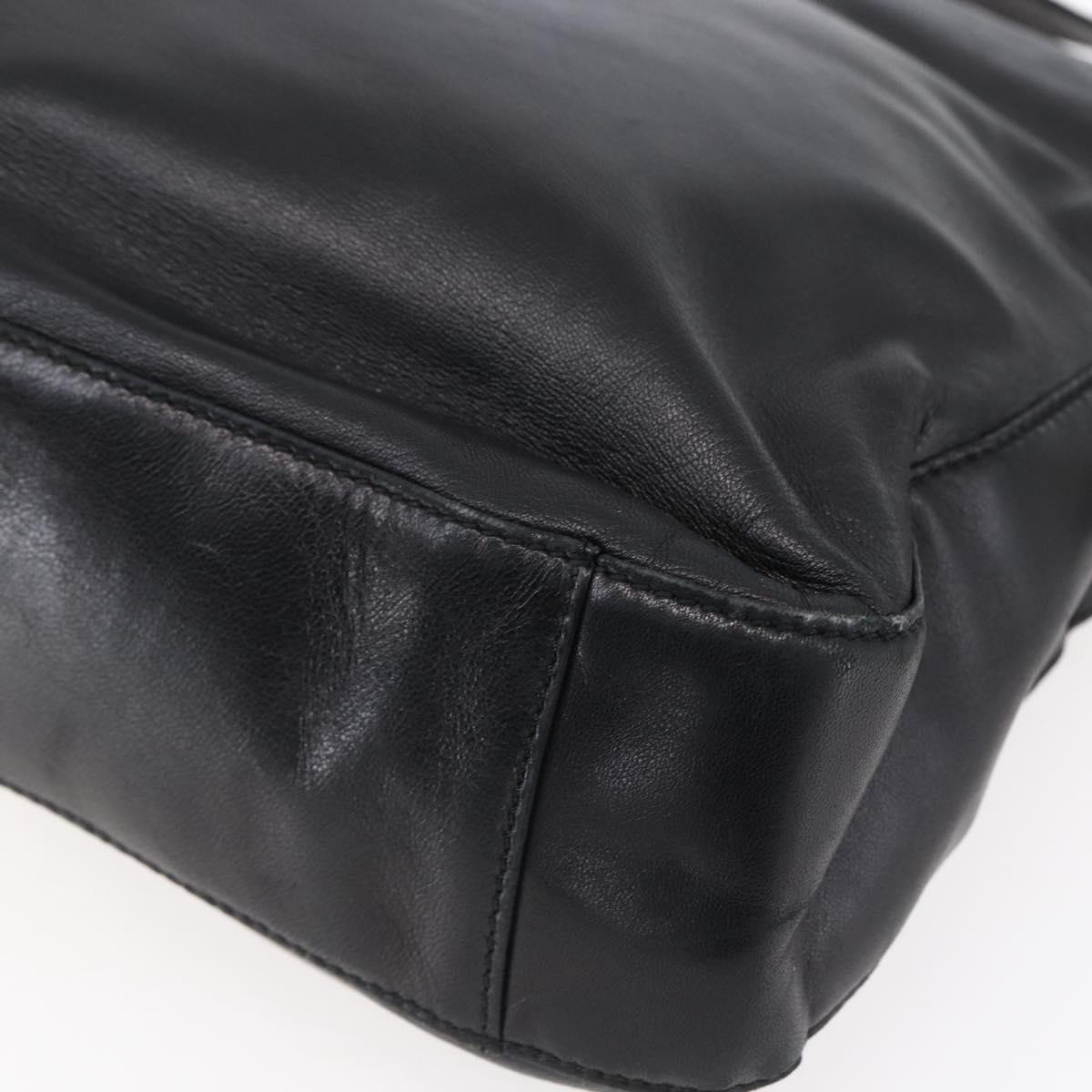 LOEWE anagram Shoulder Bag Leather Black Gold Auth 153121